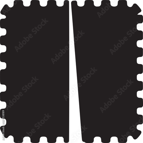 Two black jigsaw pieces with white separation on a white background in a square format image