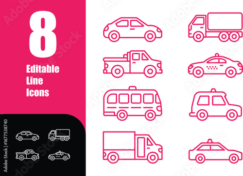Vehicle Editable Line Icons Collection