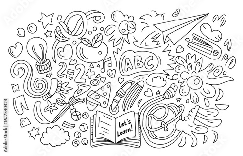 Back to School: Fun Doodle Art for Kids' Coloring Pages