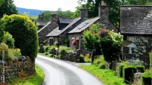Wallpaper Mural Charming countryside road and stone houses Torontodigital.ca