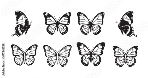 Butterfly line art icon bundle illustration