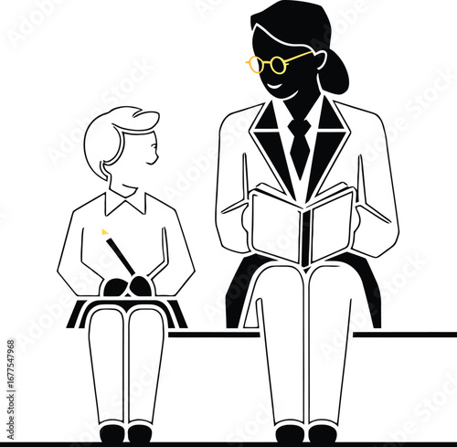 illustration of a waiter with a tray
