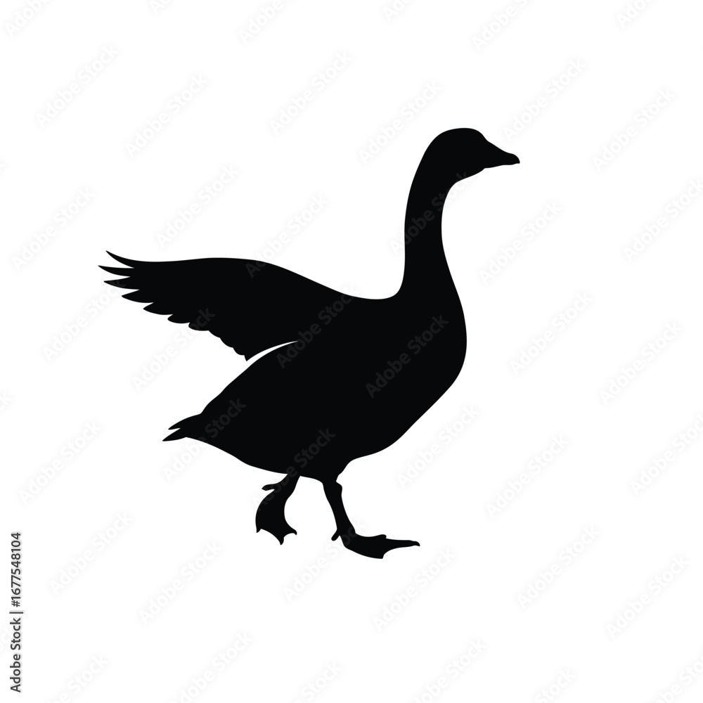 Obraz premium Duck silhouette vector illustration on a white background. EPS 10.