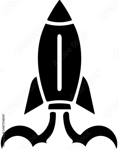 Bold rocket launch icon symbolizing innovation, ambition, and forward thinking, perfect for startups and tech companies