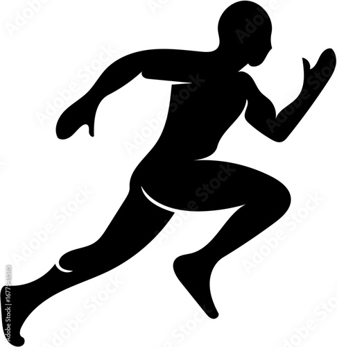 Dynamic runner silhouette sprinting forward with speed and energy from vector graphics file