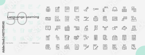 Languange And Learning Icons Set