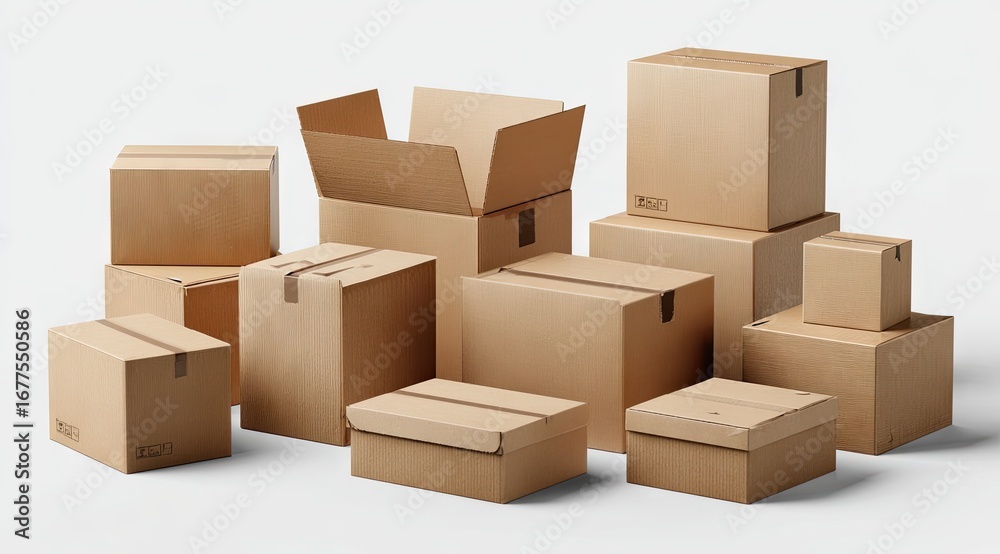 Fototapeta premium Various cardboard boxes arranged