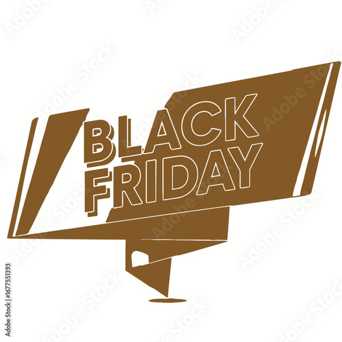 Graphic illustration of a brown Black Friday banner with stylized text for promotional sales.