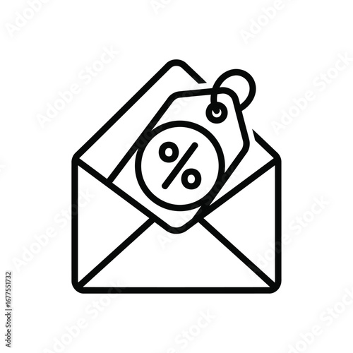 Email notification of discount offer with percentage symbol on tag.