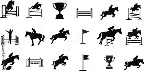 Equestrian Show Jumping Silhouette Collection horse