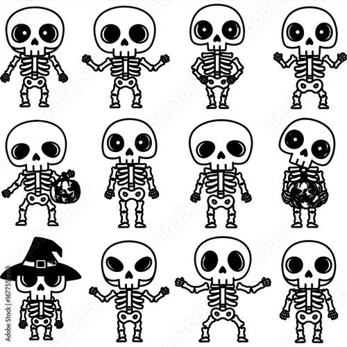 Fun Cartoon Skeletons for Halloween and Spooky Themes