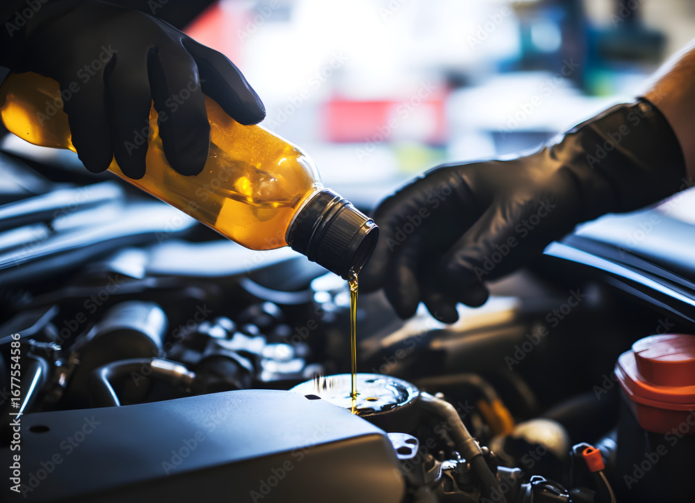 Fototapeta premium mechanic working on car engine