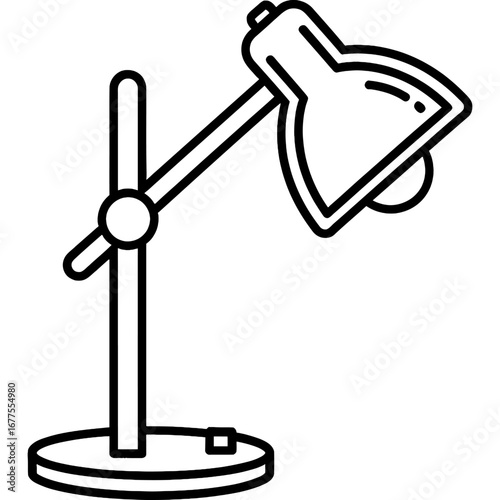 Desk Lamp Icon - Simple Line Art Illustration of a Functional Light Source