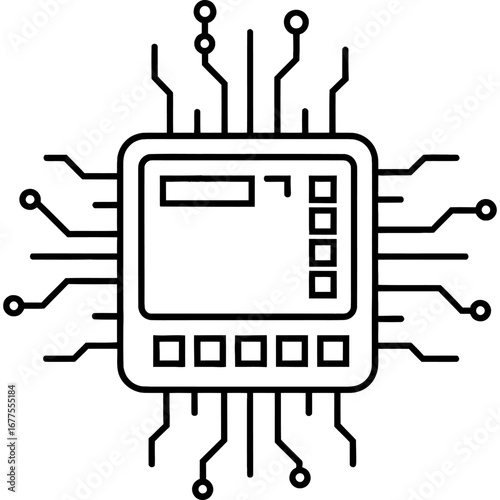 Conceptual Illustration of a Microchip Processor Technology and Innovation