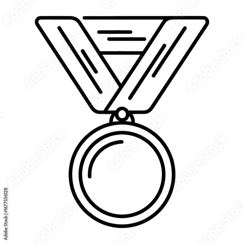 Simple illustration of a medal with a ribbon, symbolizing achievement and recognition
