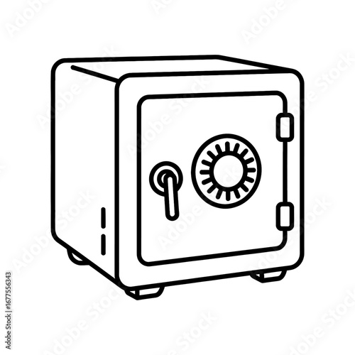 Illustration of a simple security safe with a dial lock