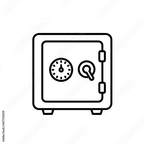 Secure Safety Deposit Box Icon Line Art Illustration