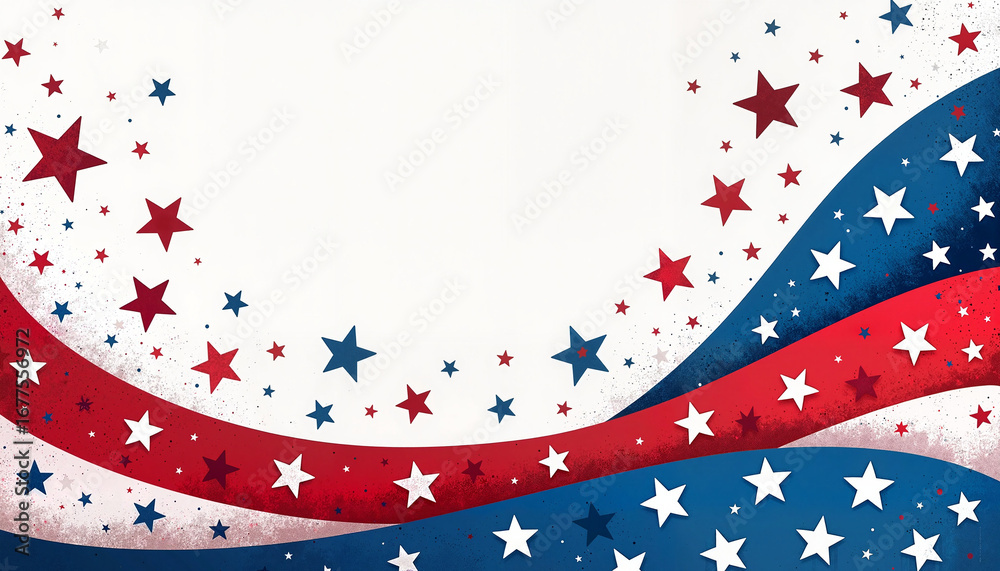 Obraz premium Abstract stars and stripes background in red, white, and blue