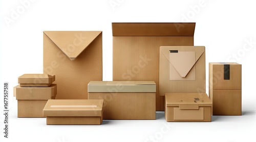 Assorted cardboard boxes and envelopes (3)