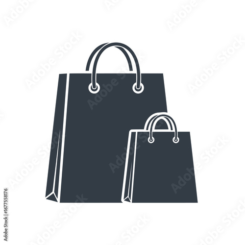 Two shopping bags of different sizes, graphic illustration.