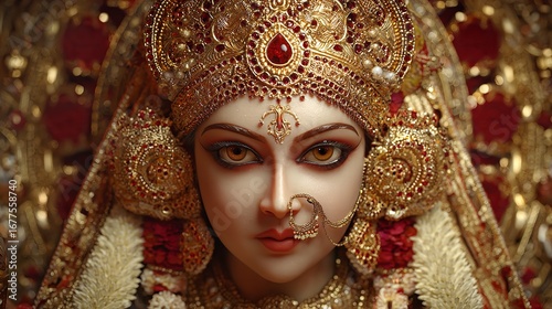 Sacred image of a beautifully decorated deity’s idol celebrating Shri Ram Navami, symbolizing devotion and tradition.