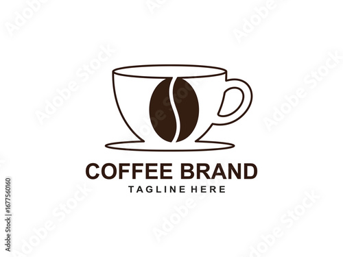 Simple coffee cup and bean logo design for a brand with a classic, minimalist style