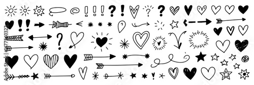 Hand-Drawn Hearts, Arrows, Stars & Symbols: Design Elements Collection