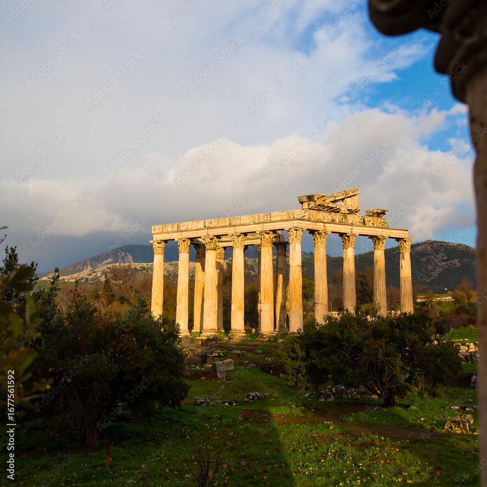 Fototapeta premium Ancient ruins bathed in sunlight