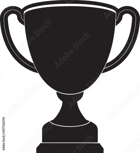 Silhouette Trophy Cup Icon – Champion Award Symbol for Victory and Achievement