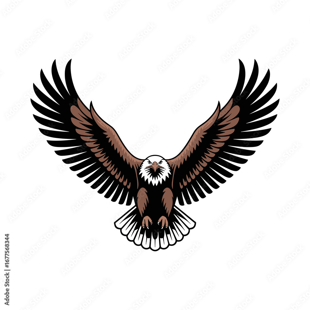 Fototapeta premium Detailed American Bald Eagle with Open Wings on a Transparent Background