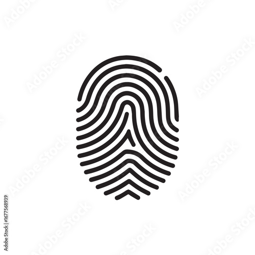 Fingerprint silhouette black and white vector icon