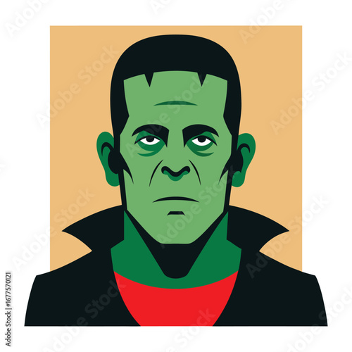 Frankenstein monster character portrait iconic horror movie figure gothic creature silhouette vector illustration vector