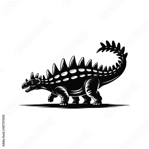 Kentrosaurus Dinosaur Silhouette Illustration Black Vector Graphic Design Element for Paleontology Enthusiasts and Prehistoric Era Theme