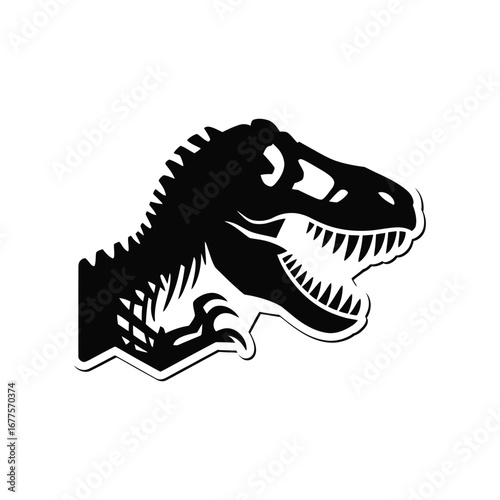 Tyrannosaurus Rex Dinosaur Silhouette Illustration Black Vector Graphic Design Element for Paleontology Enthusiasts and Prehistoric Era Theme