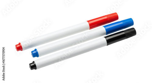 Colorful Marker Pens Arranged on White Background in Creative Stationery Composition and Educational Tools