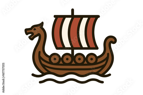 Vector Illustration of Viking Longship Icon