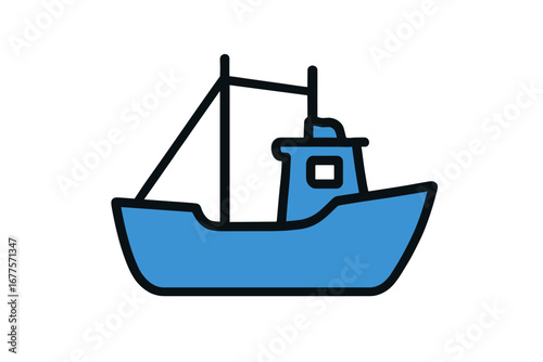 Vector Illustration of Fishing Boat Icon