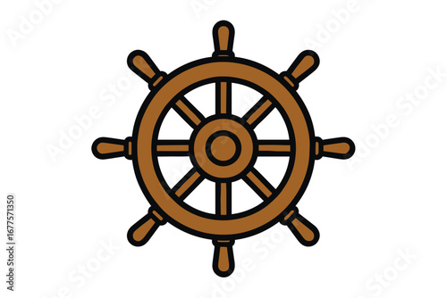 vector Illustration of Ship’s Wheel Icon