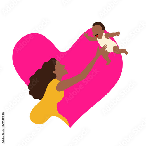 Mother hug child vector illustration