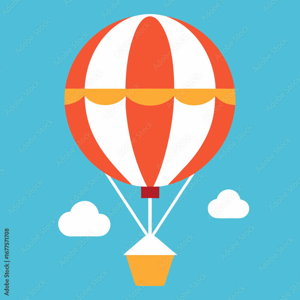 Obraz premium Travel Icon of Hot Air Balloon Floating Sky Vector Art