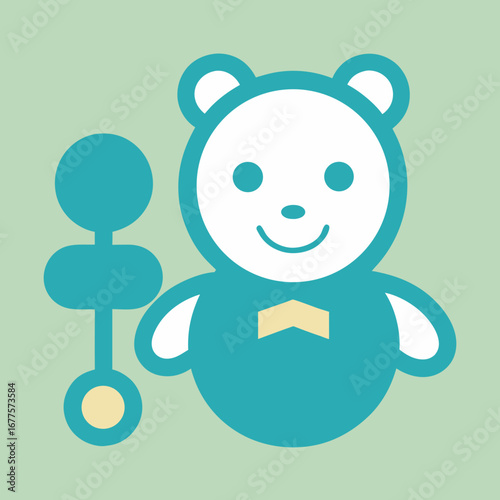 Baby Icon of Teddy Bear Rattle Baby Toy Illustration