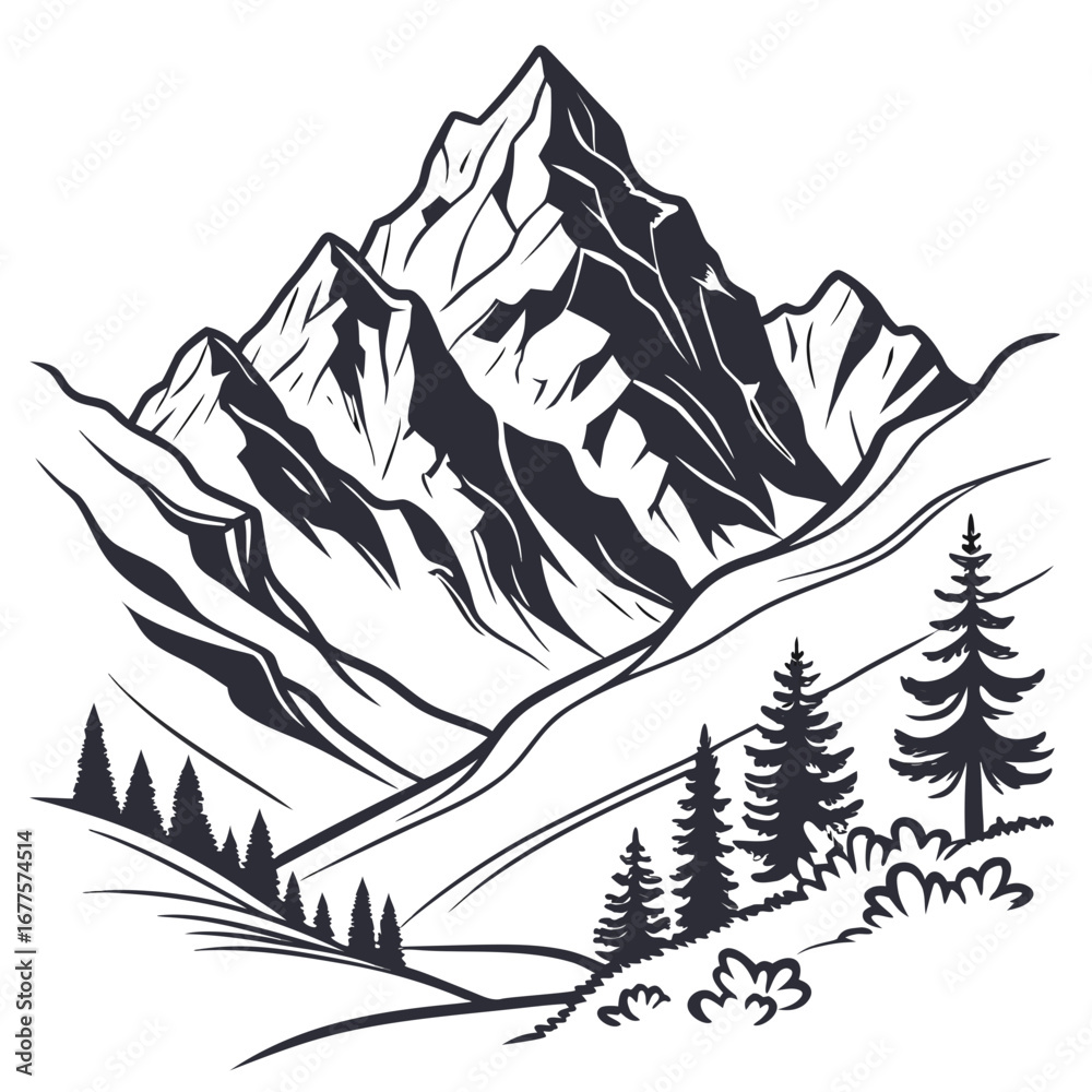 Fototapeta premium vector illustration of mountain landscape