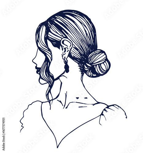 Bridal hand drawn hairstyles, vector illustration