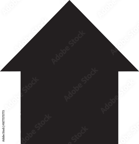 Solid black upwardpointing arrow icon with a simple flat minimalist design featuring a sharp triangular arrowhead and a straight rectangular shaft
