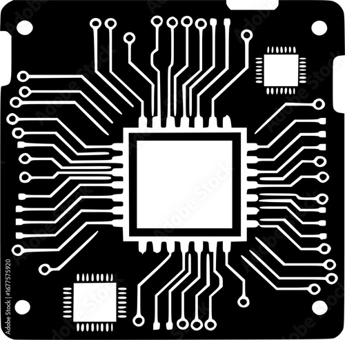  circuit board logo silhouette icon vector illustration 