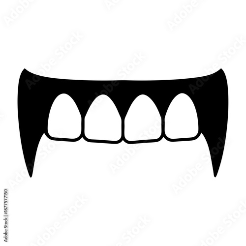 Cartoon vampire teeth with fangs isolated on white background vector illustration