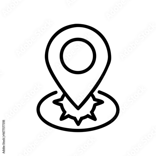 Free Download Outline Icon of Road Location Pin Navigation Line Art Vector - GFXLoad