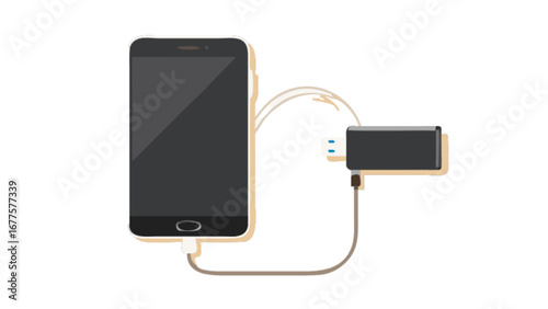Mobile phone charging with power bank illustration for portable charging solutions and power backup needs