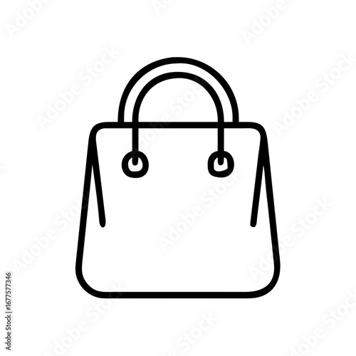 Outline Icon of Shopping Bag with Handles Retail Vector Illustration