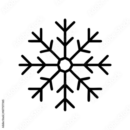 Outline Icon of Snowflake Winter Line Art Vector